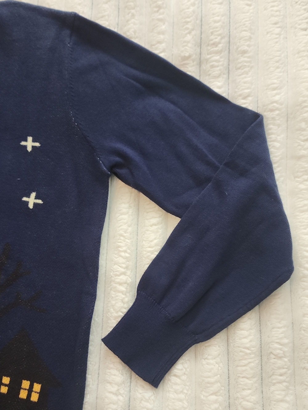 OXKNIT Navy Nightscape Sweater with Moon and Village - Picture 4 of 5